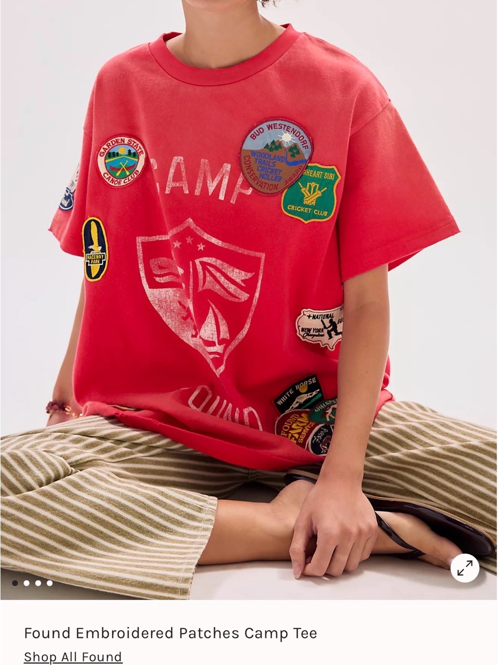 Found X Free People Embroidered Patches Camp Tee